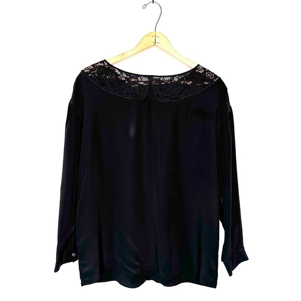 Miu Miu | Black Silk Blend Back Button Down Long Sleeve Blouse Size 44 US 12